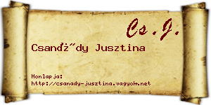 Csanády Jusztina névjegykártya